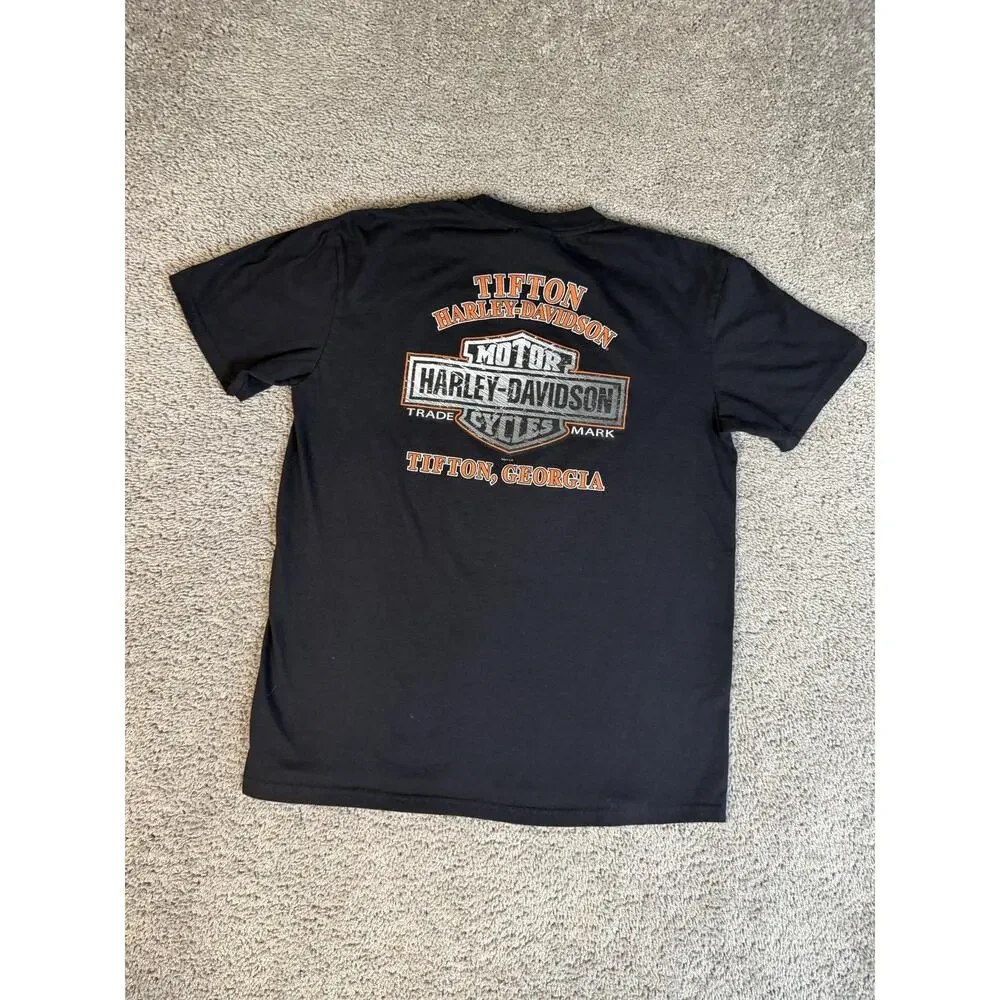 Harley-Davidson Shirt Mens L Black #1 Dad Graphic Crew Neck Cotton Tifton